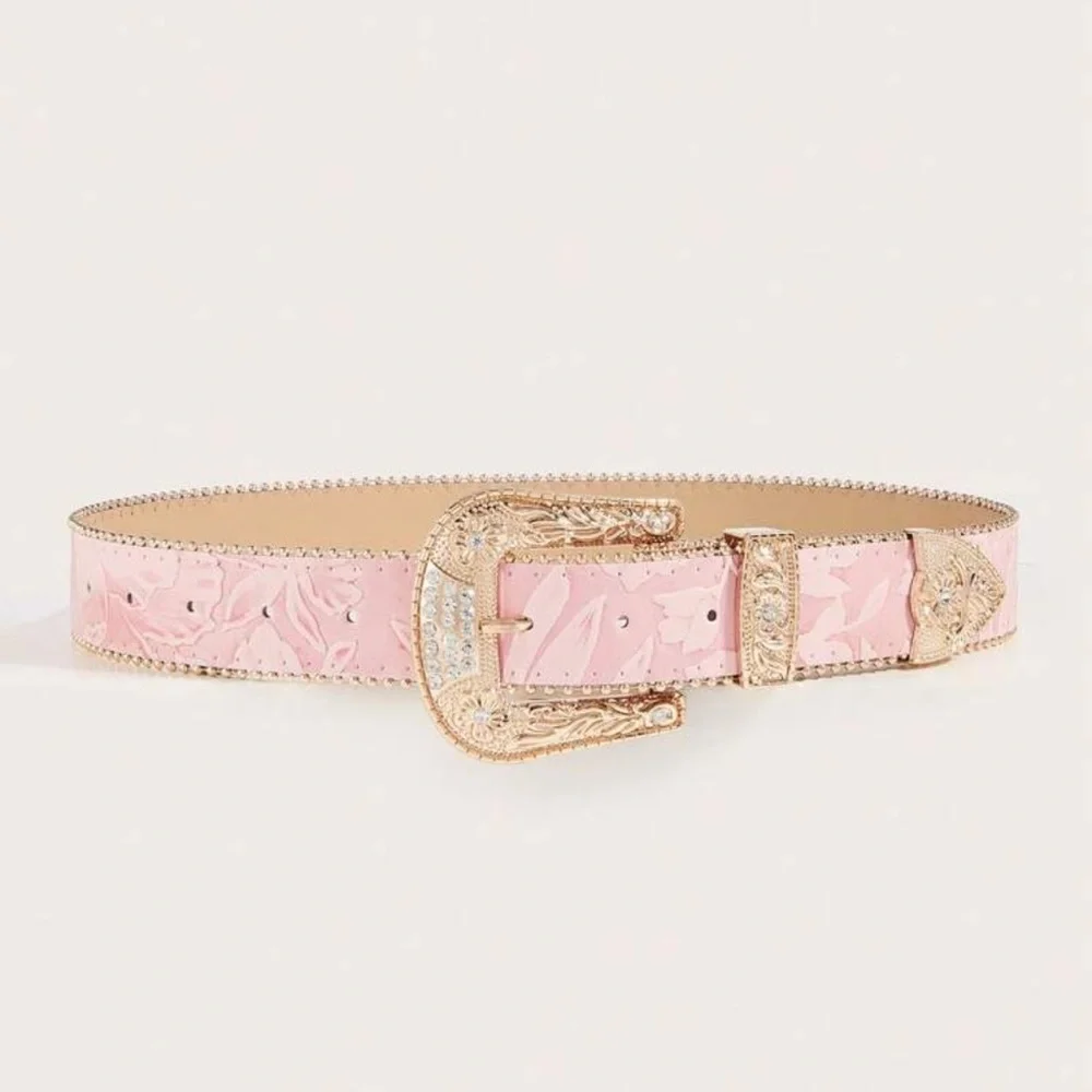 1pc Women's Heavy Embroidered Milk Pattern Western Style Belt